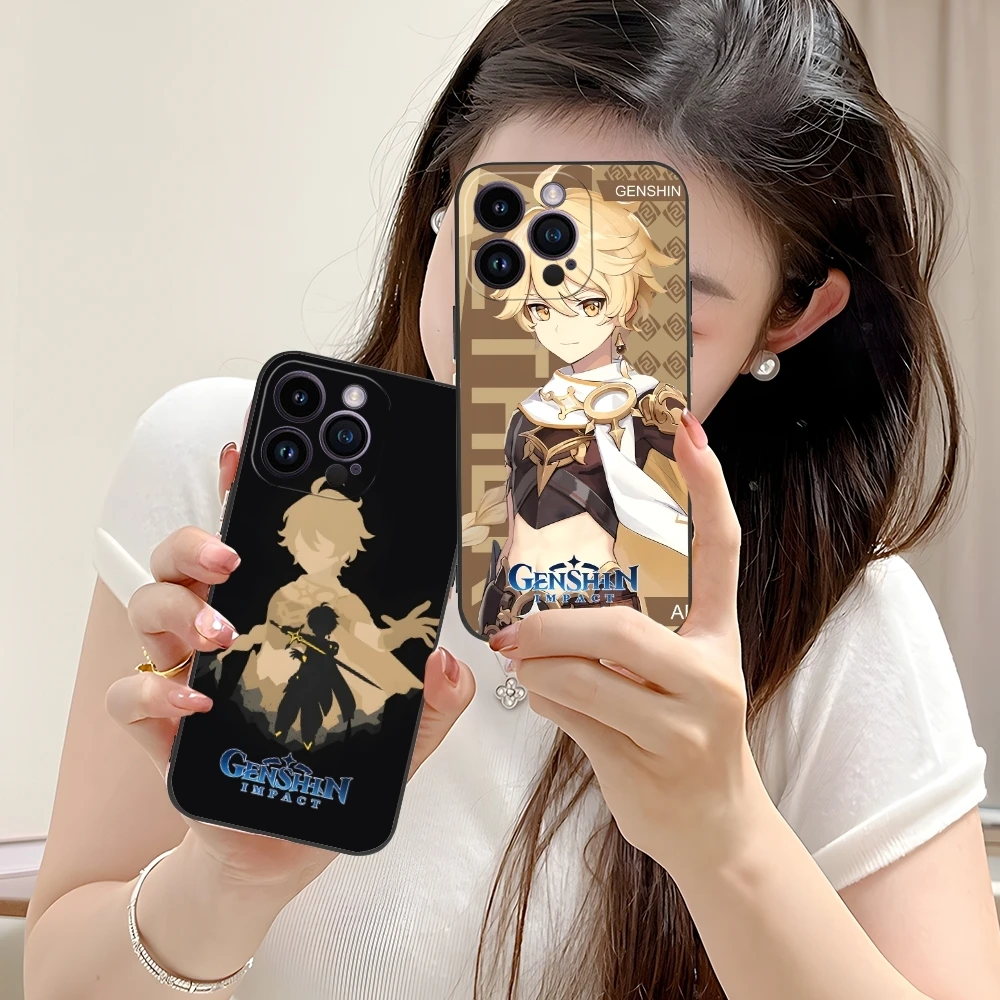 Ударопрочный чехол для мобильного телефона Genshin Aether iPhone 16 15 14 13 12 11 X XR XS 8 7 Pro Max Plus
