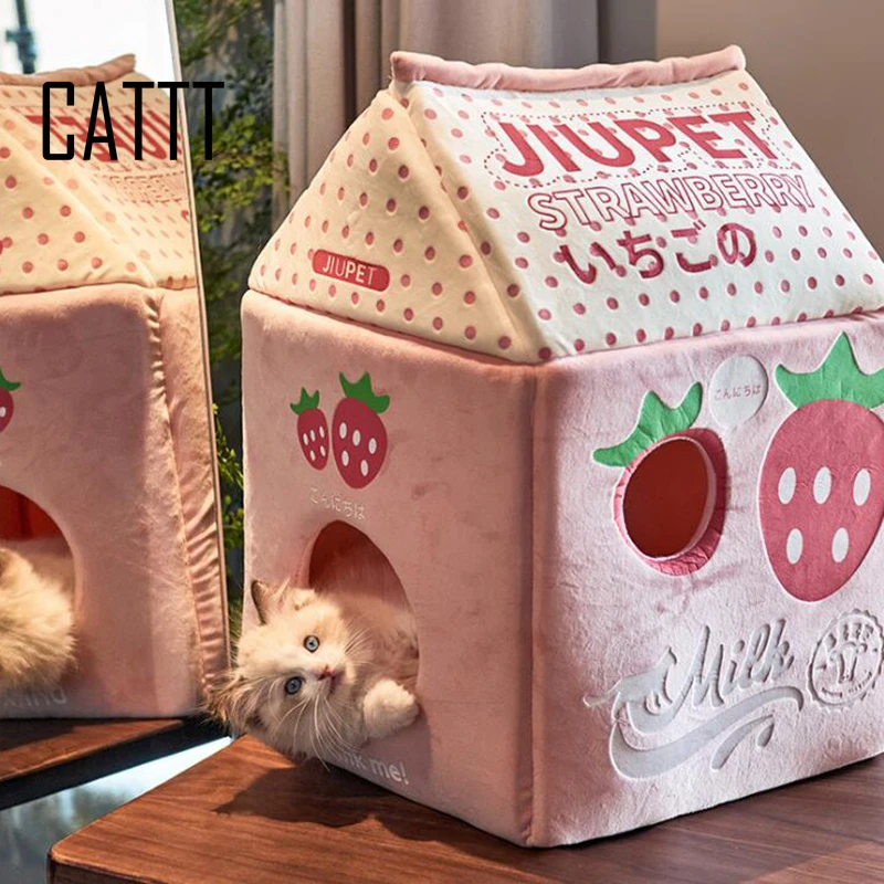 

2022 Strawberry Milk Banana Milk Cat Bed Cat House