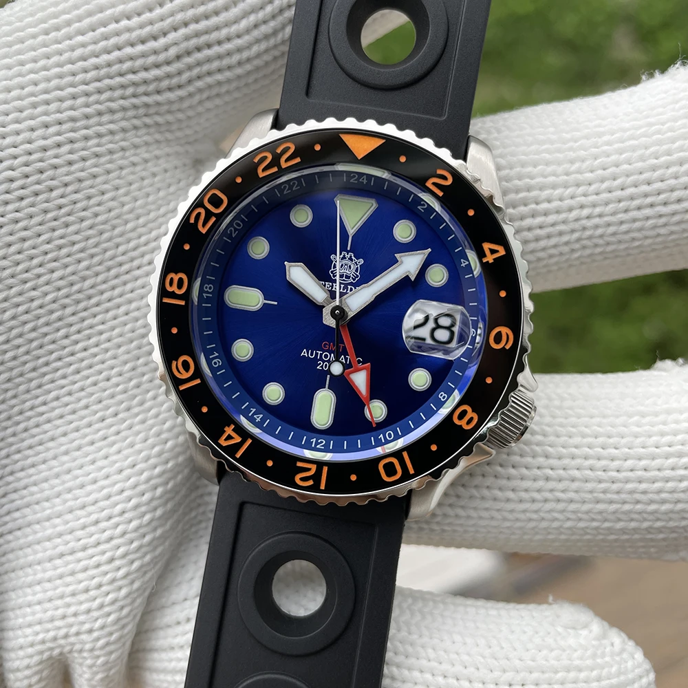 Steeldive Мужские автоматические часы 42 мм GMT Роскошные механические наручные для
