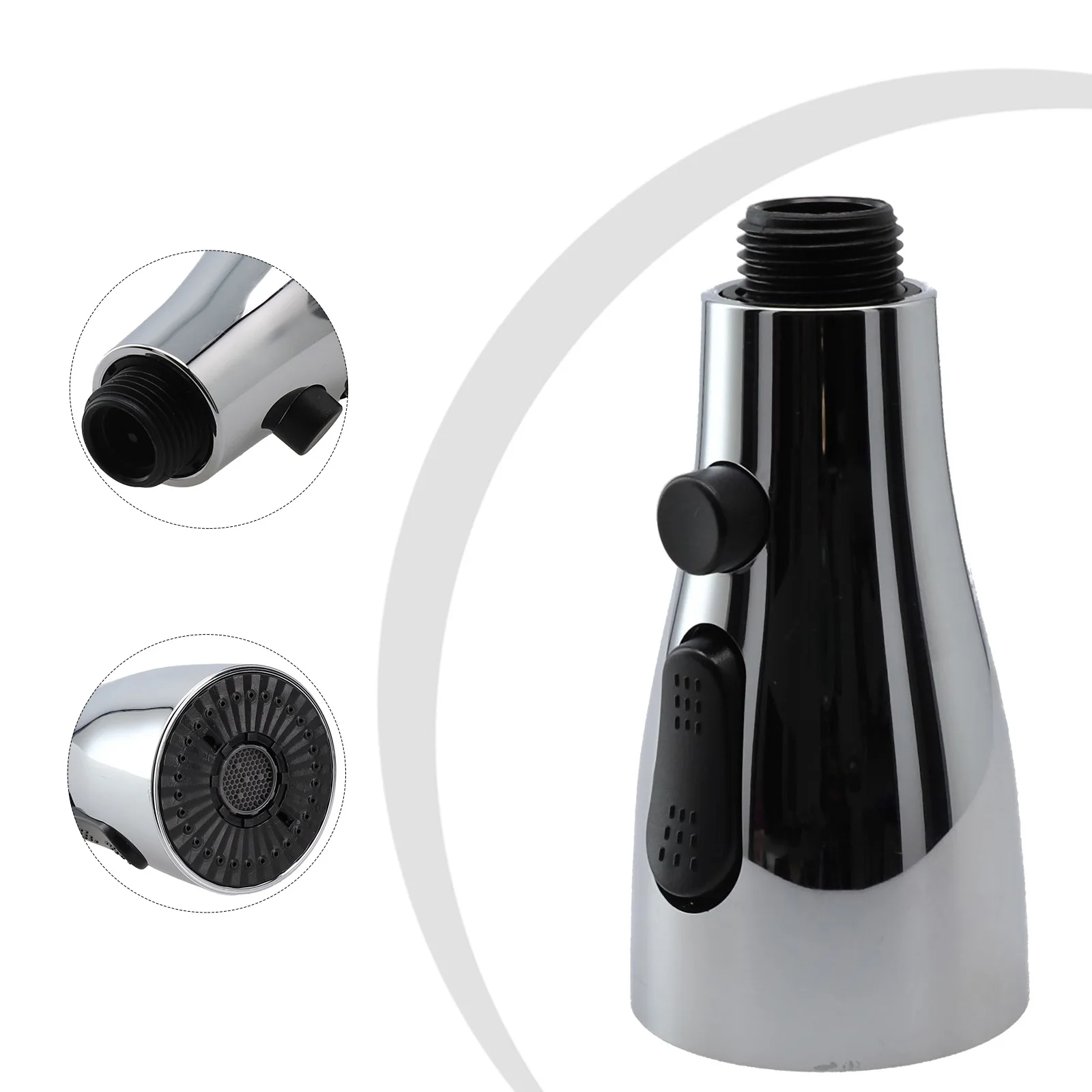 

3 Modes Faucet Sprayer Head Faucet Sprayer Head 3 Modes ABS Black Brushed Durable Not Easy To Rust For Kitchen
