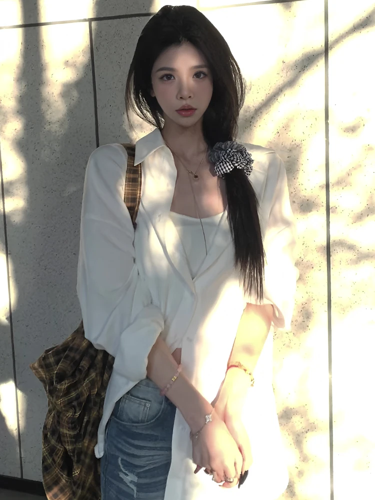 Белые рубашки с длинными рукавами Idle Sle верхняя одежда для женщин новинка весны и