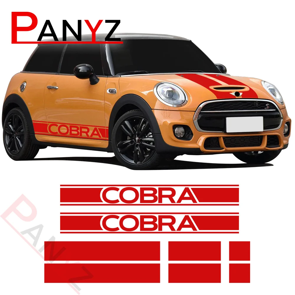 

Bonnet Hood Trunk Rear Side Skirt Racing Stripes Vinyl Decal Stickers For Mini Cooper Cobra R50 R53 R56 F56 3-Door Hatchback