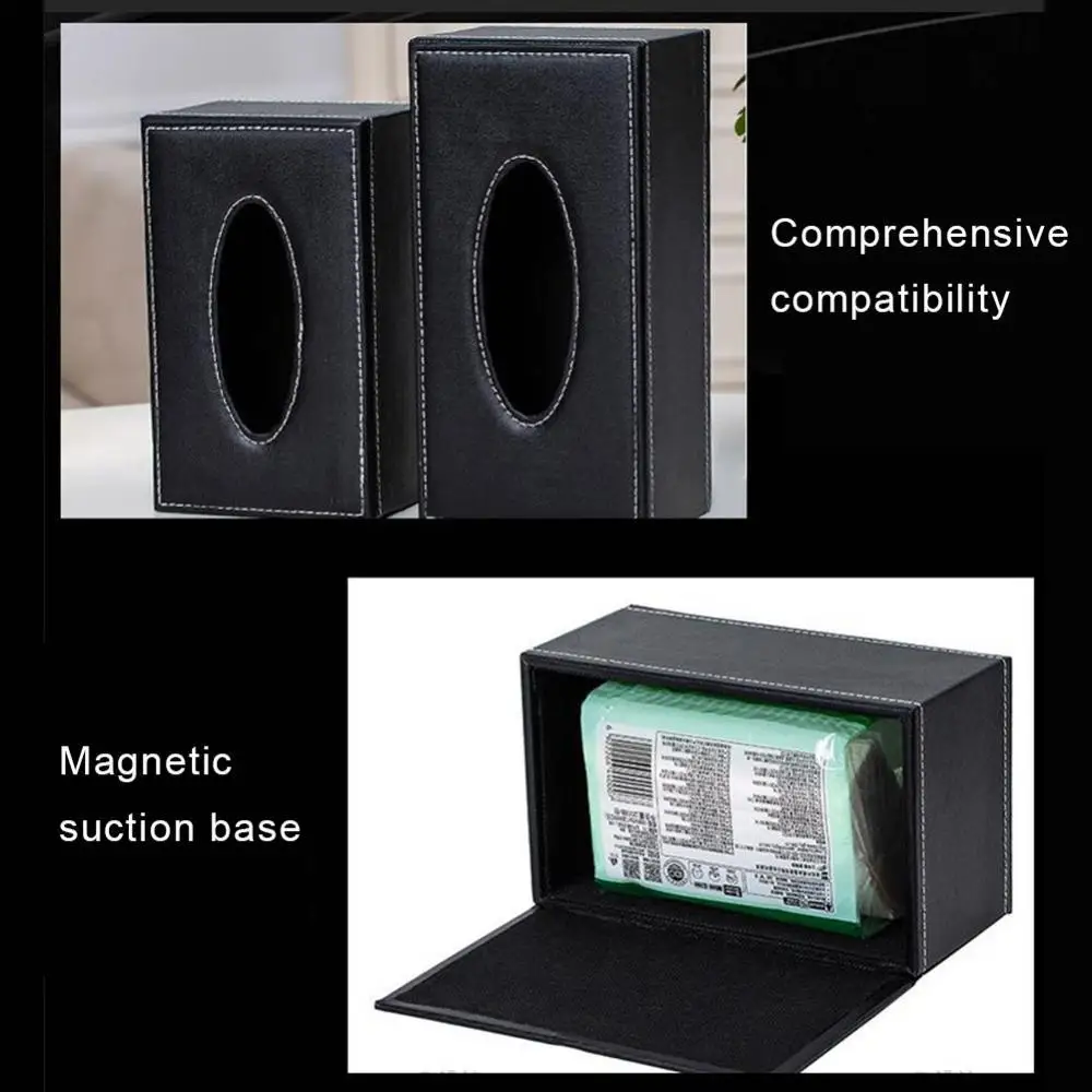 

Solid Color Household Storage Box Desktop Faux Leather Tissue Paper Napkin Case