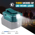 Светодиодный светильник для Makita, литий-ионная батарея, два USB-порта, со светодиодной подсветильник кой, уличсветильник лампа-вспышка для телефона, 18 в
