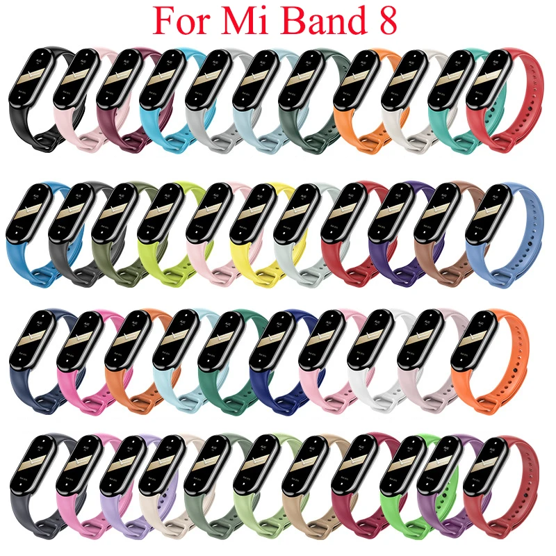 Silicone Strap for Mi Band 8 Bracelet Xiaomi Mi Band 8 Rubber Sport Strap Plastics Interface for Miband 8 SmartWatch Wristband