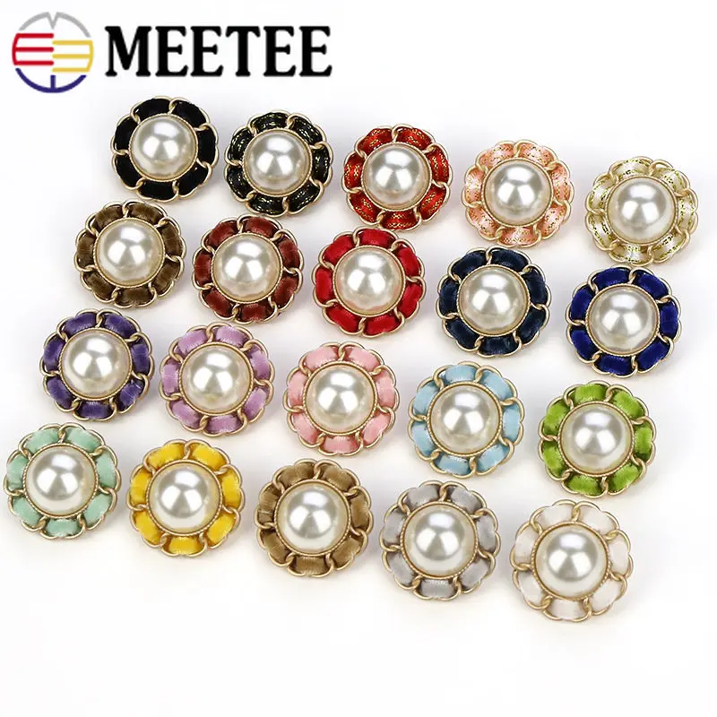 

10Pcs 17/20/24mm Colorful Metal Pearl Buttons Shank Button for tweed Suit Coat Jacket Decorative Botones DIY Sewing Accessories