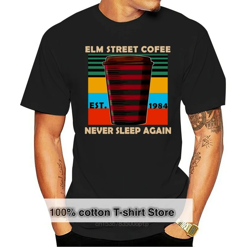 

Elm Street Coffee Never Sleep Again Vintage T-Shirt Black-Navy For Men-Women Funny Tee Shirt