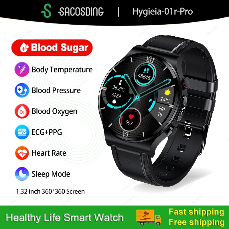 

New ECG+PPG Blood Glucose Smart Watches Men Heart Rate Blood Pressure Fitness Tracker IP68 Waterproof Smartwatch For Android ios