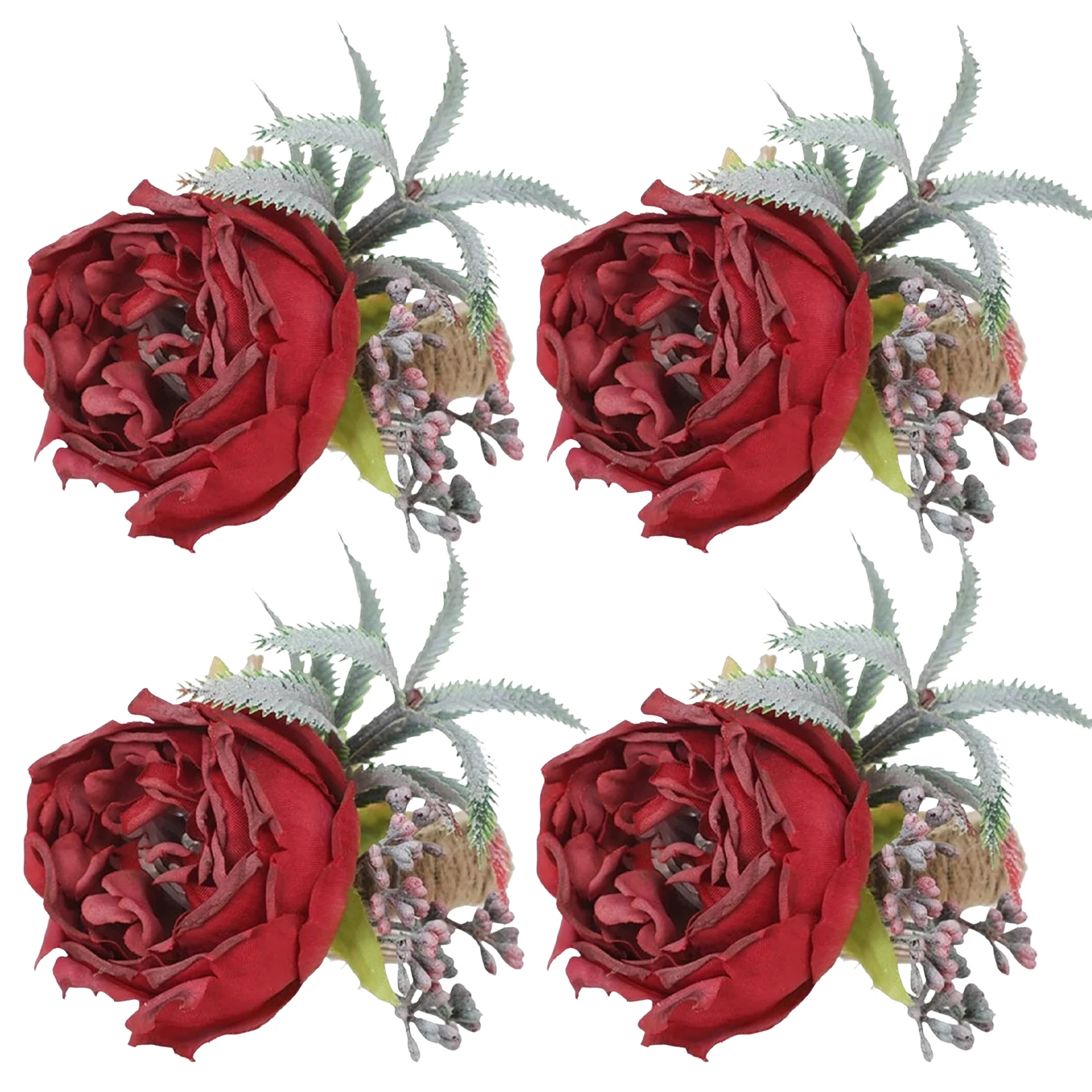 

Rose Napkin Rings Artificial Flower Napkin Rings Set Of 4 Fake Rose Serviette Rings Holder Serviette Buckles For Home Dinner