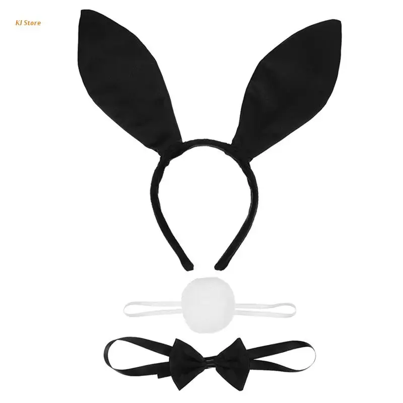 

Fancy Bunny Dress Up Cosplay Costume Rabbit Ears Hair Hoop Tail Bowtie for Party