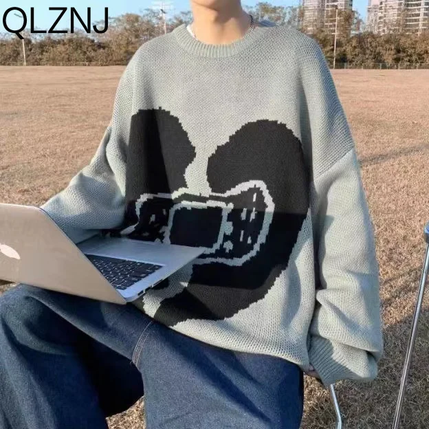 Men's Pullovers Heart Sweater Women's Streetwear Sweaters Y2k Harajuku Vintage Knitted Sweater O Neck Knitwear Jumper Oversize