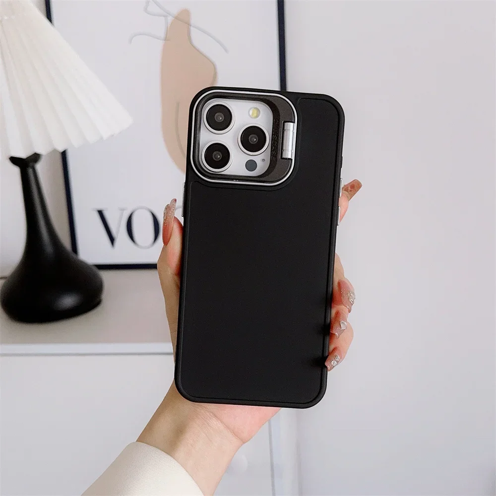 Чехол для телефона со скрытой подставкой и объективом камеры iPhone 11 Pro Max XR X XS 7 8 6 6S