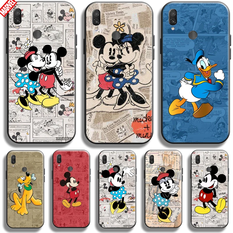 

Cartoon Mickey Minnie Mouse Duck For Xiaomi Redmi Note 7 7S Pro Redmi 7 7A Phone Case Black Back Coque Carcasa Liquid Silicon