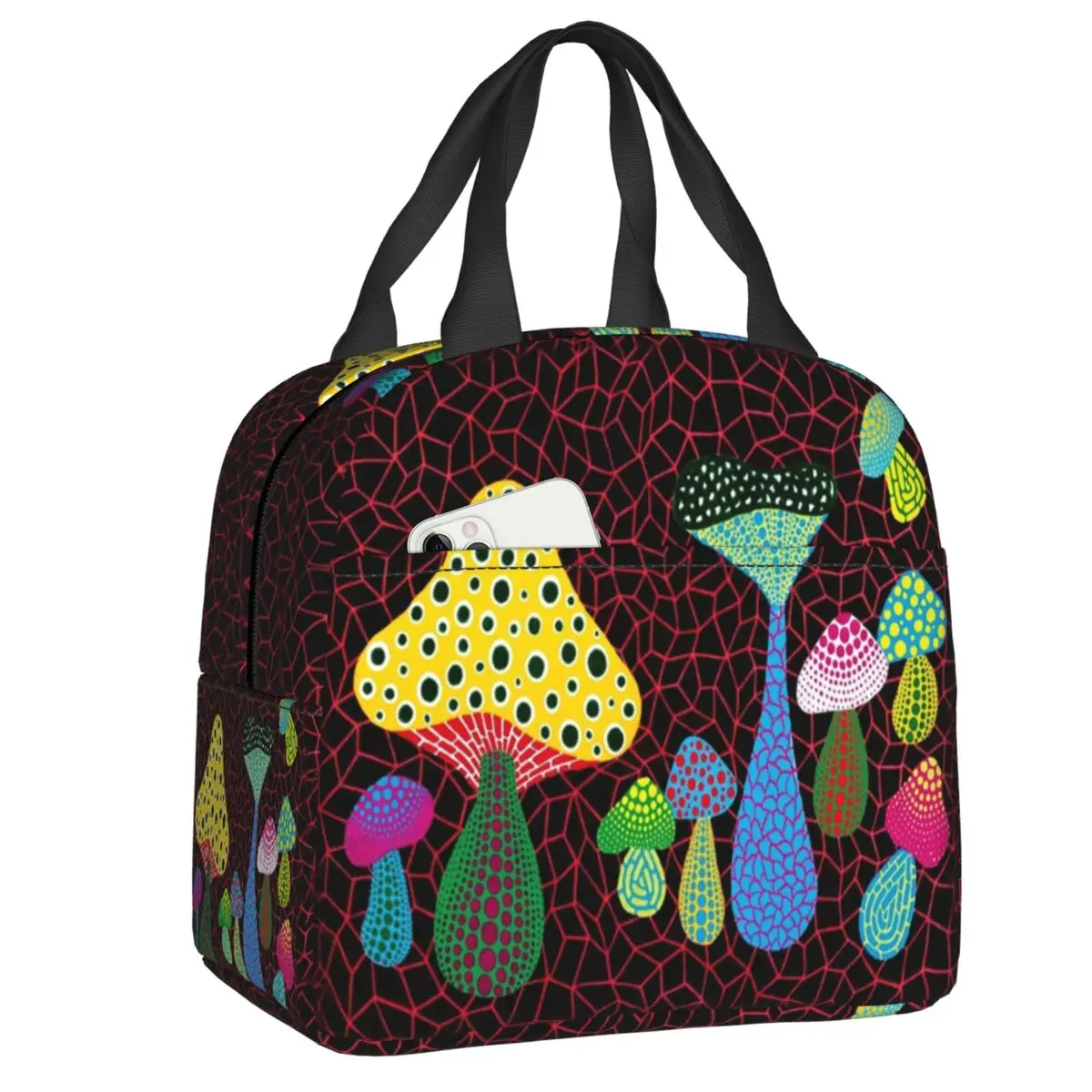 

Индивидуальная дизайнерская сумка для обеда Yayoi Kusama формы для искусства, Женский теплоизолированный Ланч-бокс для детей, школьные детские т...