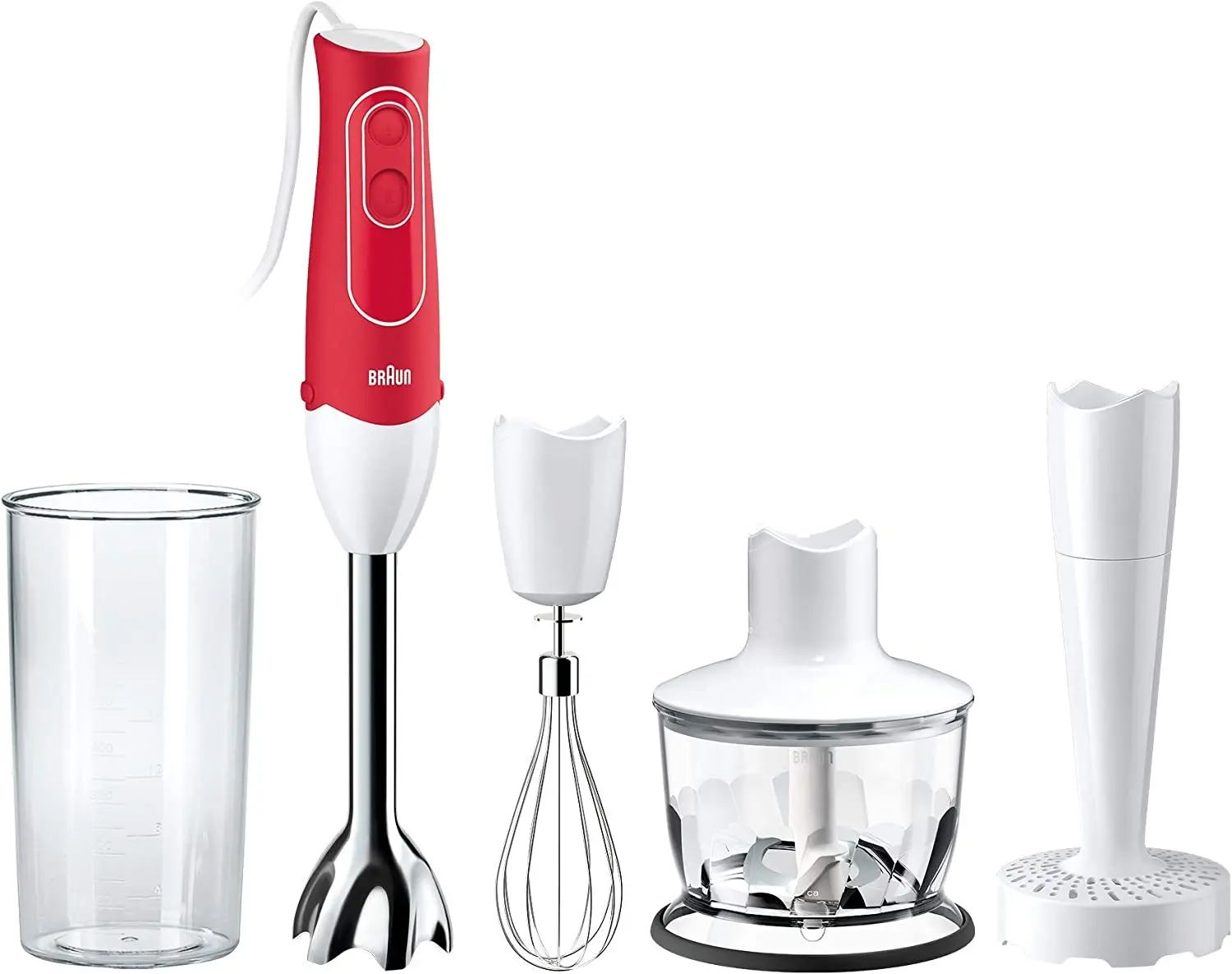 

MultiQuick 5 Immersion Hand Blender Patented Technology-Powerful 350 Watt-Dual Speed-Includes Beaker, Whisk, 2-Cup Chopper, Mash