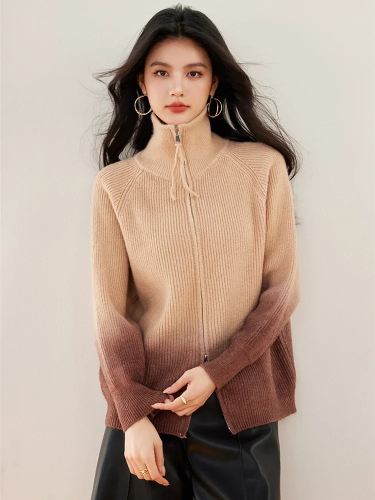 Новинка 2024 осенне-зимний женский свободный двусторонний кардиган на молнии