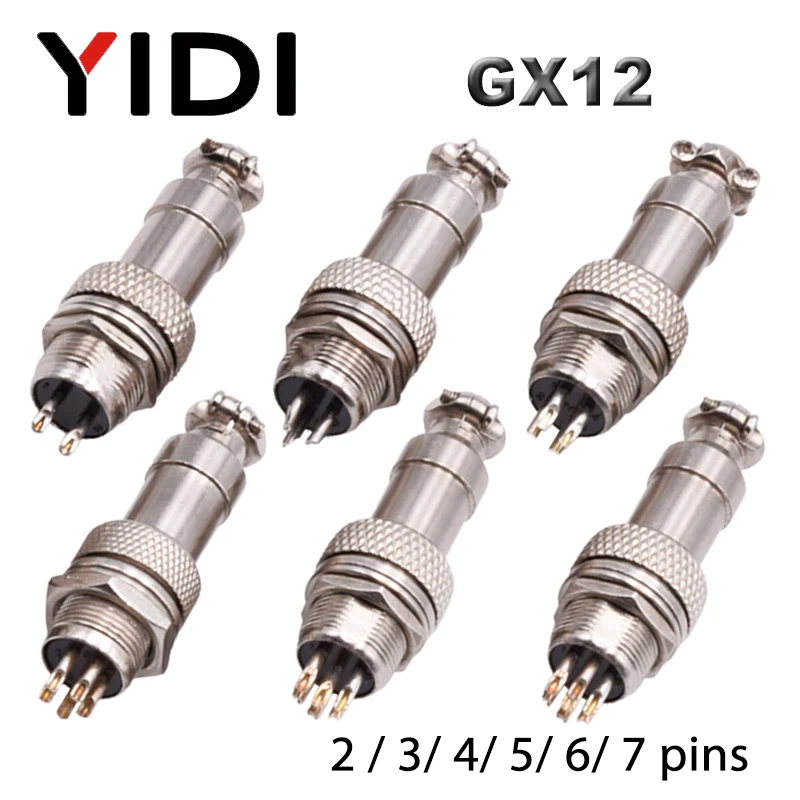 1 комплект GX12 2/3/4/5/6/7 контактный авиационный разъем 12 мм штекер + гнездо |
