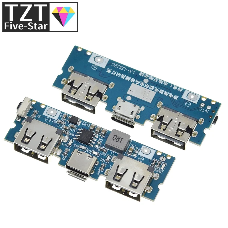 Зарядное устройство Micro/Type-C USB 5V 2.4A Dual 18650 Boost плата мобильного внешнего