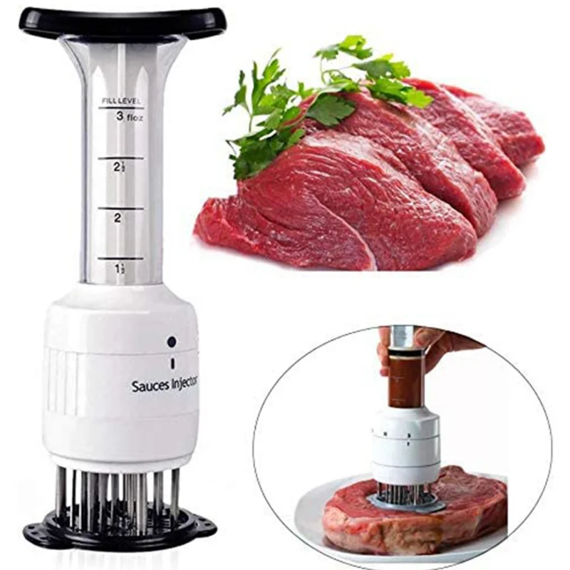 

2-in-1 Professional Meat Tenderizer Marinade Injector BBQ Meat Steak Beef Sauce Tenderizer with Stainless Steel Needle needle me