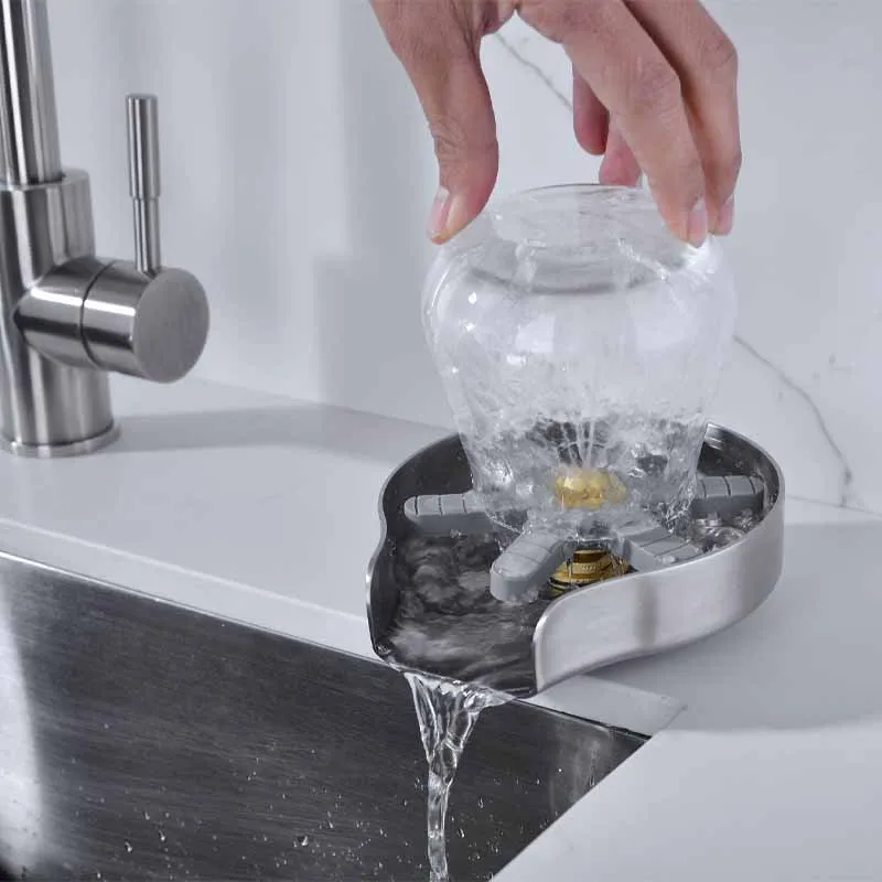 

Glass Rinser for Kitchen Sink Brushed Metal Stainless Steel Kitchen Sink Accessories Bar Glass Rinser Brush Nickel