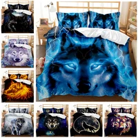 wolf beddengoed set dier patroon dekbedovertrek cool wildlife stijl dekbed cover glitter blauw wilde wolf sprei cover king size