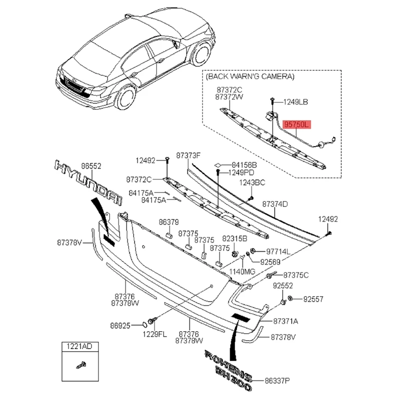 

Автомобильная камера заднего вида для Hyundai Genesis Sedan 2011-2014 957603M061 957603M200