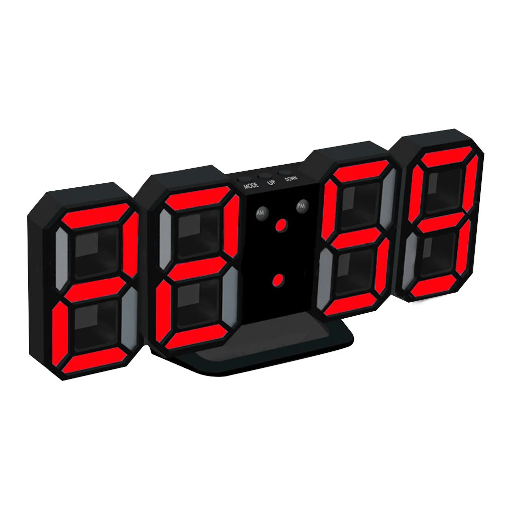 

3D LED Wall Clock Modern Design Digital Table Clock Alarm Nightlight Saat reloj de pared Watch For Home Living Room Decoration
