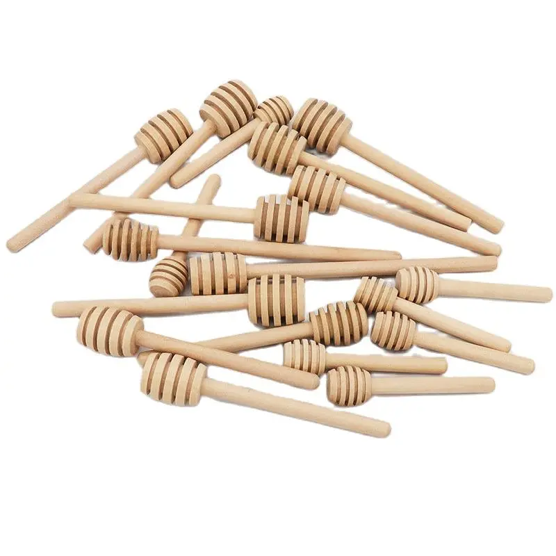 

70pcs Xbees Mini Wooden Honey Stick Wood Honey Spoon Stick Honey Dipper Honey Stirring Party Supply
