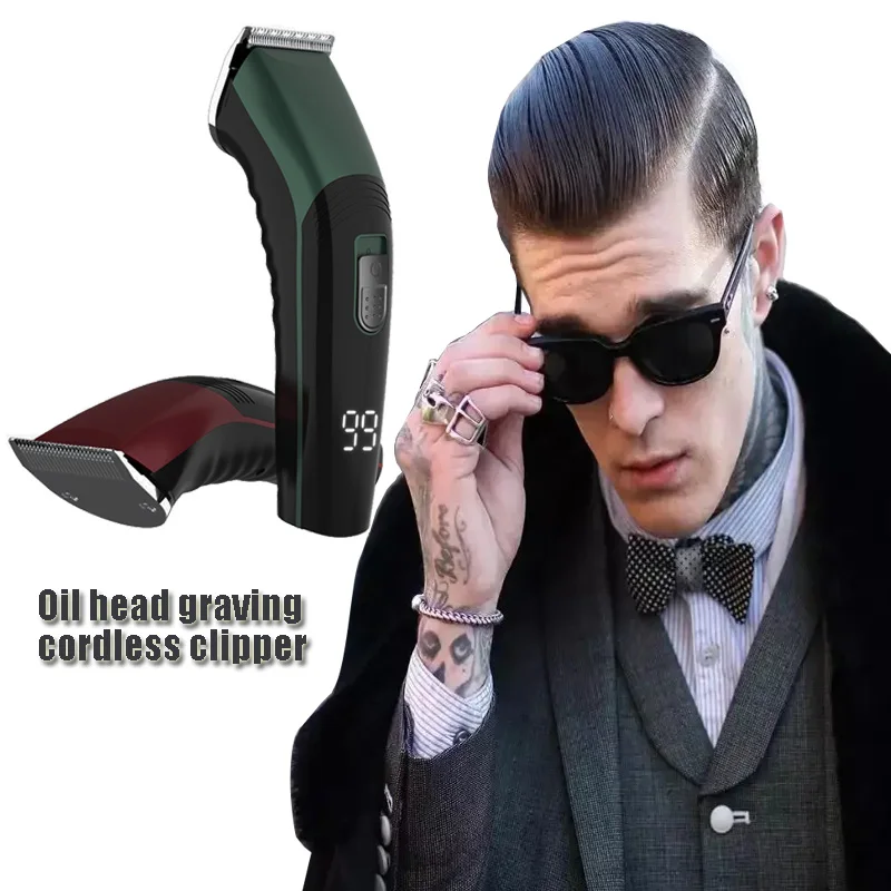 Arc-Shape Ergonomics Rechargeable Hair Clipper LCD Display B