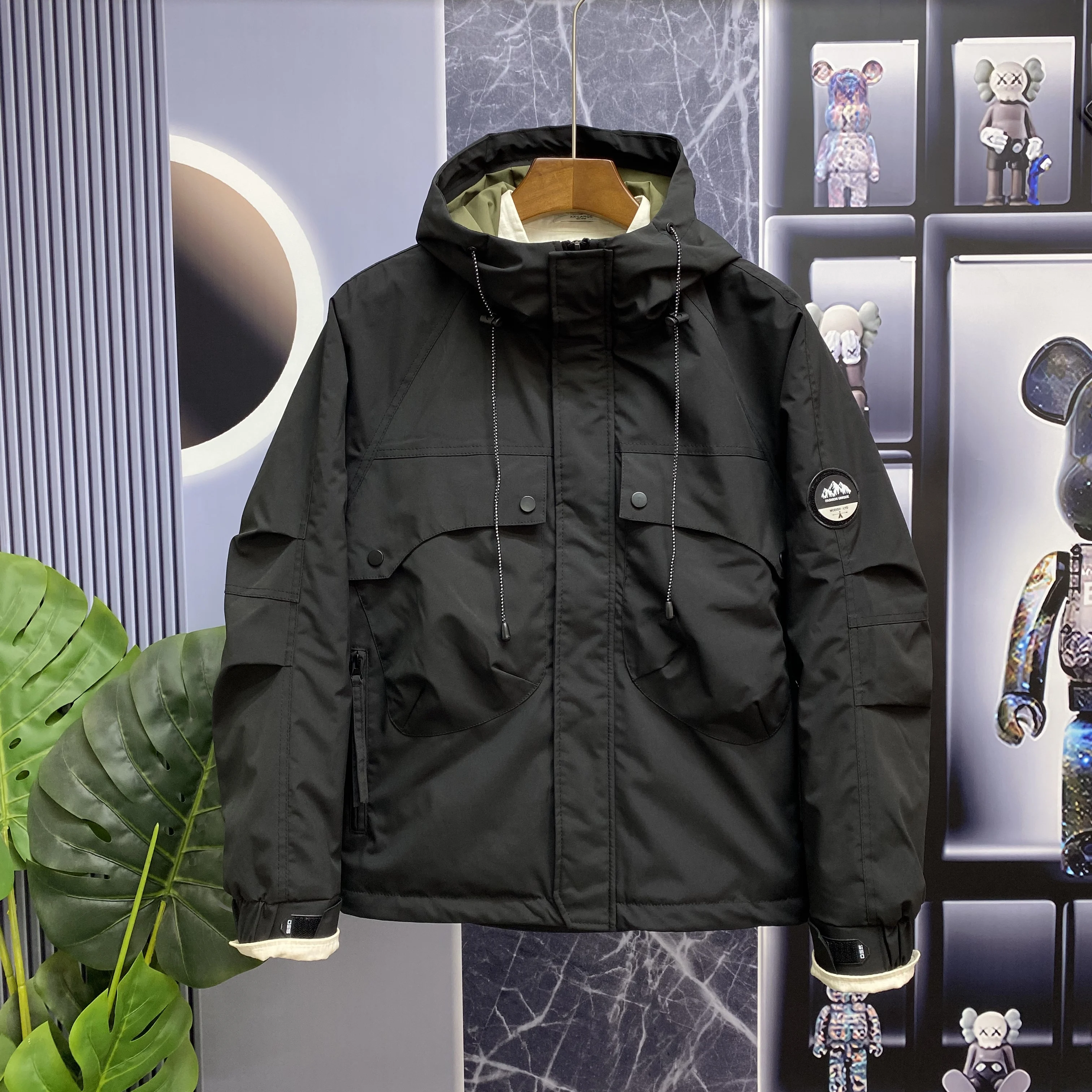 2024 Winter New Cotton-padded jacket Outerwear Men's Cargo Cotton-Padded Jacket Top Youth Fashion Hood Warm Student Cotton-Pa...