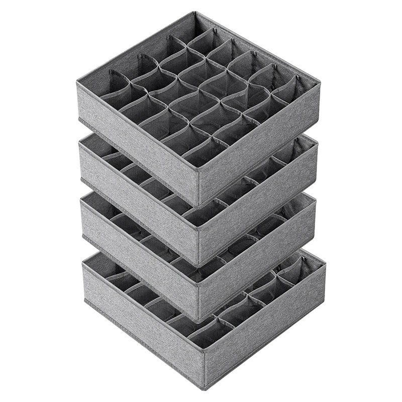 

AU -4 Pack Sock Underwear Organizer Dividers,Drawer Organizers Fabric Foldable Cabinet Closet Organizers and Storage Boxes