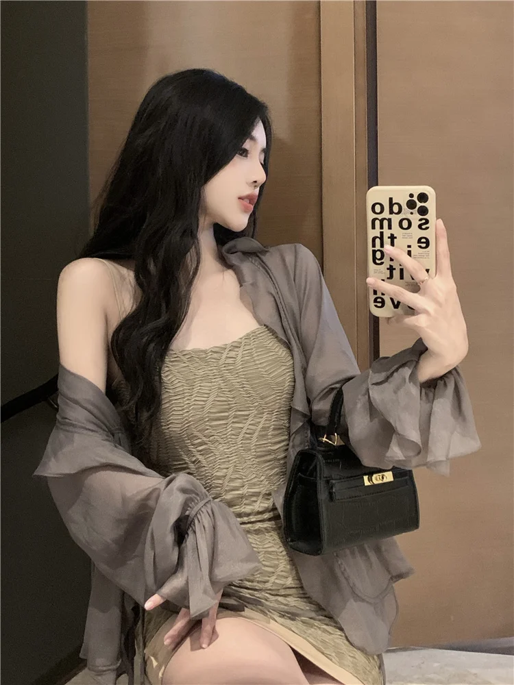 

GY0741 2022 New High class Spice Girl Slim Wrapped Short Skirt Temperament Versatile Strap Dress Female Fashion