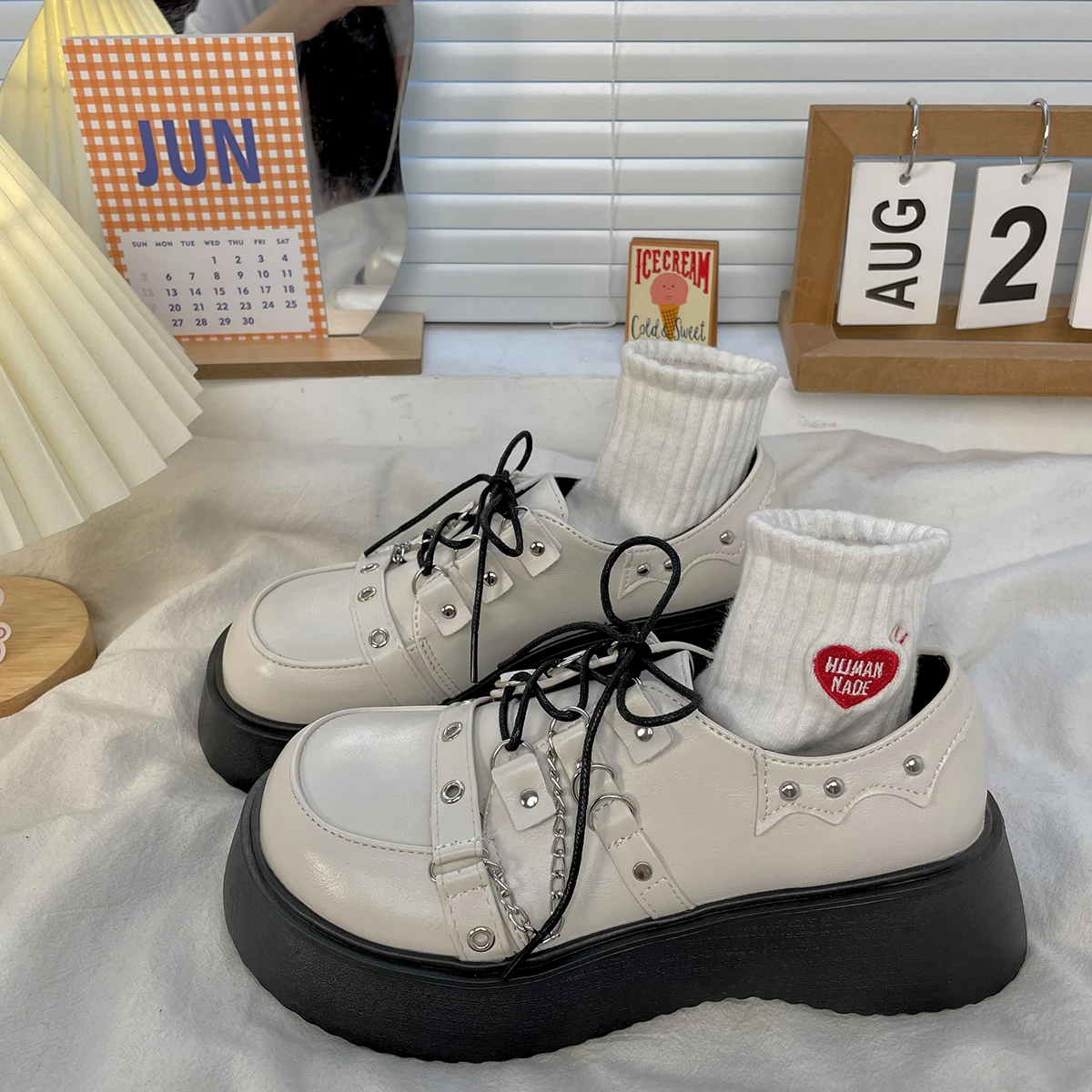 

Plus Size 42 Lolita Shoes Punk Platform Shoes Elegant Retro Mary Janes Japanese JK Uniform High Heels College Girls Women's Shoe