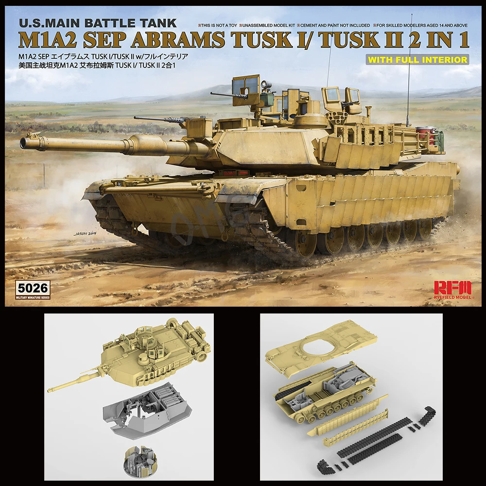 С полным интерьером [модель Rye Field] Ryefield модель RFM RM-5026 1/35 U.S.MBT M1A2 SEP ABRAMS TUSK I / TUSK II 2 в 1