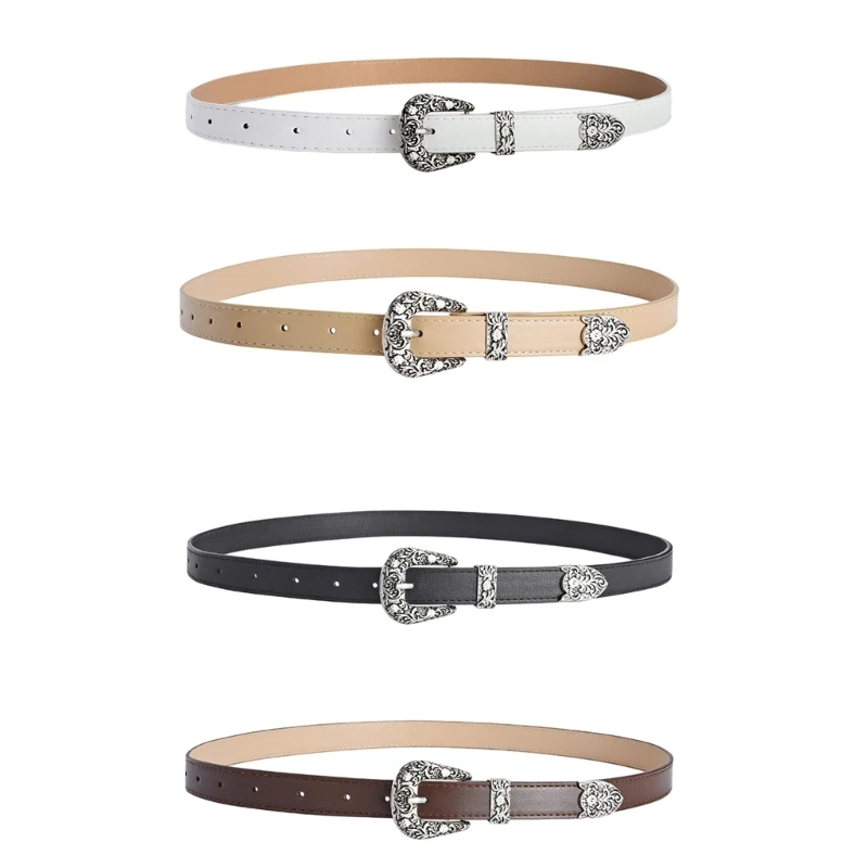 

Adult Waist Belt with Carved Floral Pattern PU Waist Belt for Jeans Coat Skirt Drop Shipping
