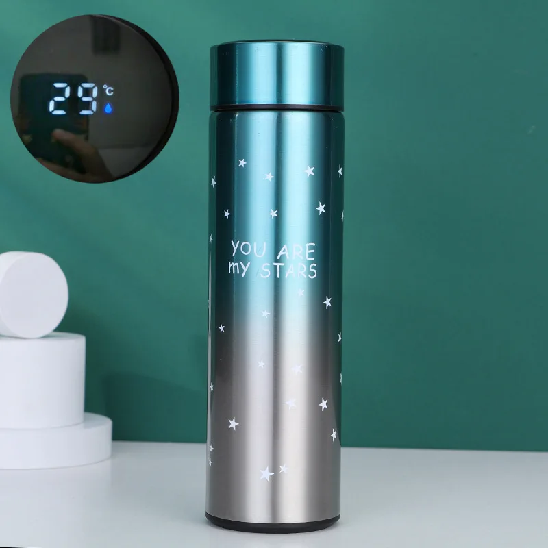 Кофейная кружка 500 мл термос с градиентным цветом чашка двухслойная