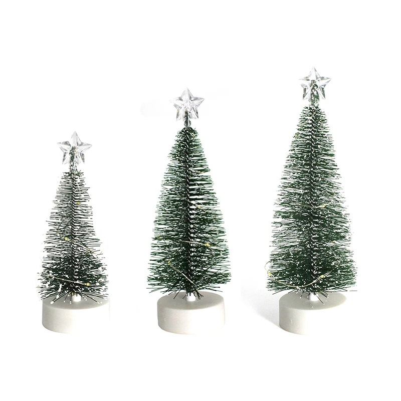 

3Pack Mini Christmas Tree Cedar Desktop Christmas Tree LED Glowing For Christmas New Year Home Decoration