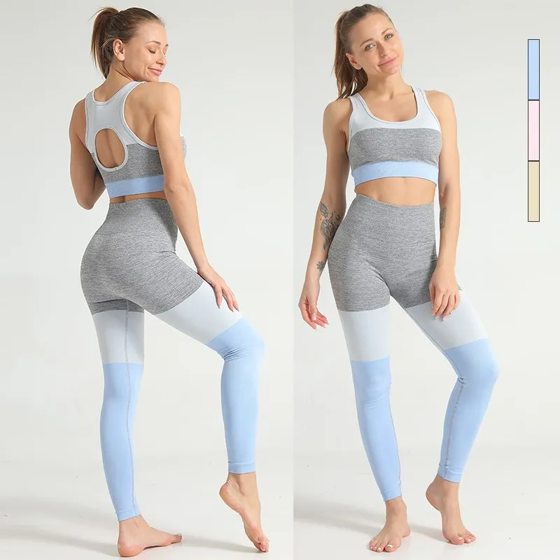 

Бесшовный Быстросохнущий костюм для йоги, женский сексуальный спортивный костюм для фитнеса с подбором цветов, бюстгальтер, персиковые лег...
