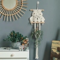 tapestry hand woven nordic pendant rope owl creative net pocket flower pot basket decorative wall hanging home decor boho 2022