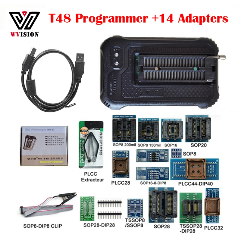 XGecu T48(TL866-3G) Programmer Support 31000+ ICs Upgrade Version of TL866II Plus for SPI/Nor/NAND Flash/EMMC BGA/TSOP/SOP/PLCC
