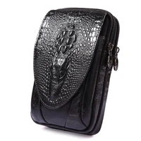 men leather crocodile grain pattern vintage cellmobile phone cover case skin hip belt bum fanny pack waist bag purse