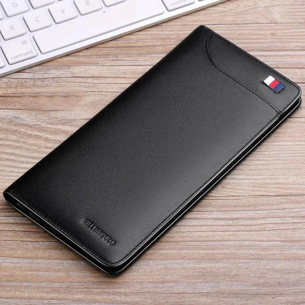 Brand Luxury Men Wallet Long Leather Wallet Business Slim Clutch Bag Genuine Leather Mens Wallet Leather Clutch Bag Men
