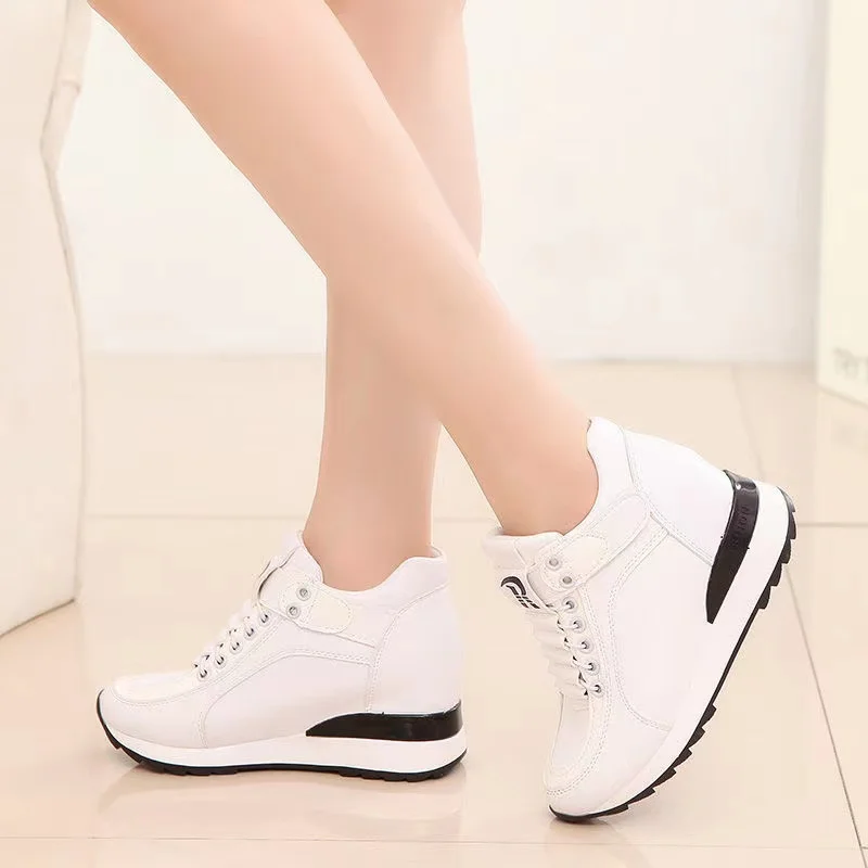 Fashion Stealth Height Increasing Womens Shoes Platform Sneakers Wedge Shoes for Women Casual HIgh-Top Shoe Sneakers Woman