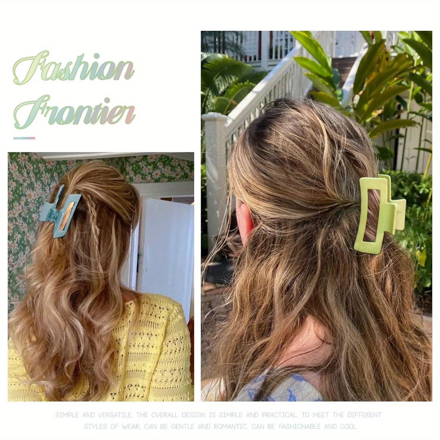 Большие заколки для волос женщин 6 шт. 3 98 дюйма квадратные нескользящие матовые