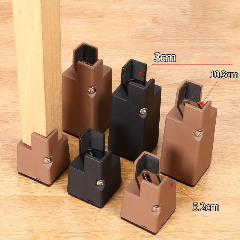 

4PCS Adjustable Furniture Leg Risers Bed Foot Pads with Screw Clamp Heavy Duty Square Round 50/100mm Sofa Table Chair Leg Risers
