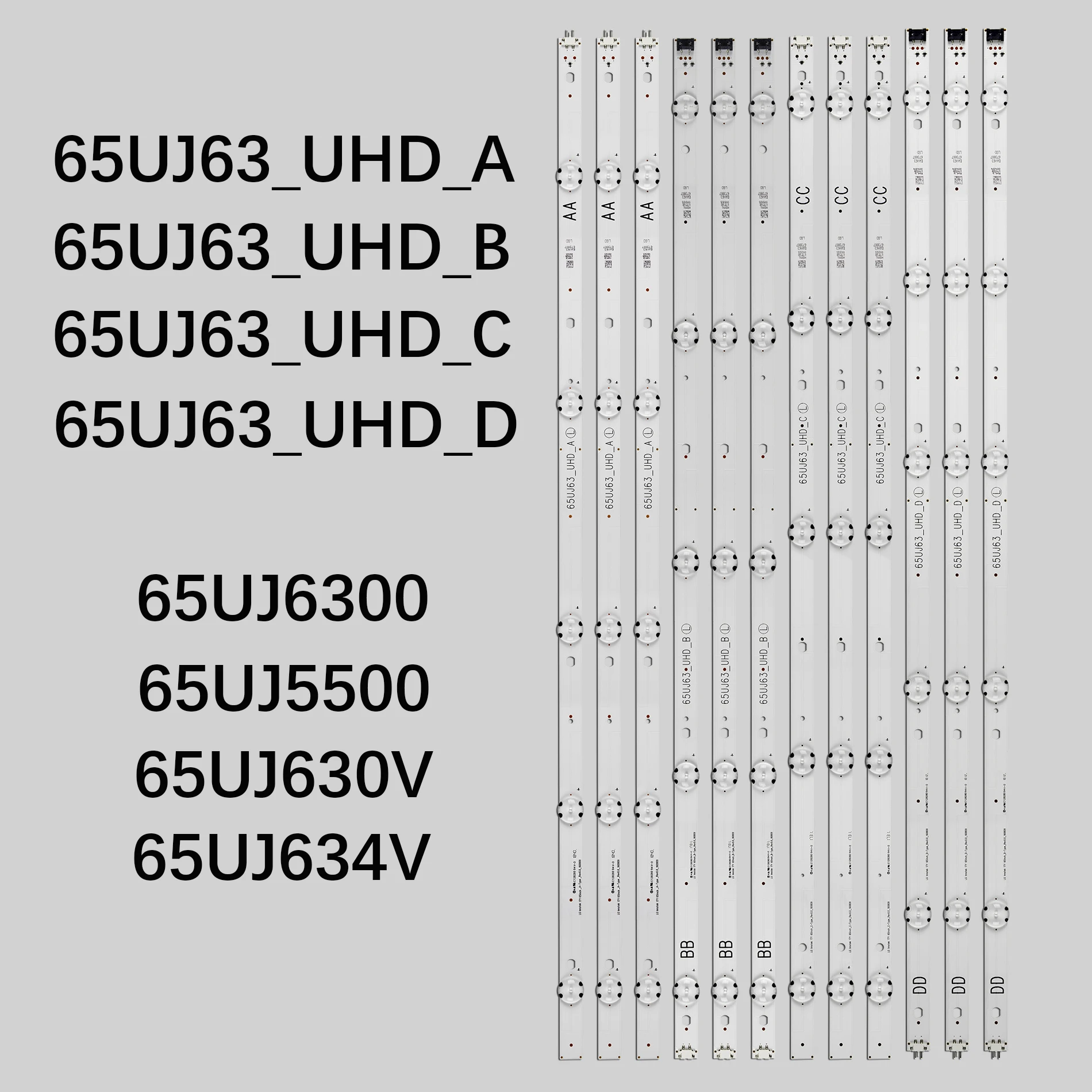 

LED bar(12) for LG 65UJ6320 65UJ634T 65UJ632T 65UJ633T 65UK6100PLA 65UJ630A 65UJ630 Innotek 17Y 65inch_A SSC_65UJ63_UHD_A B C D