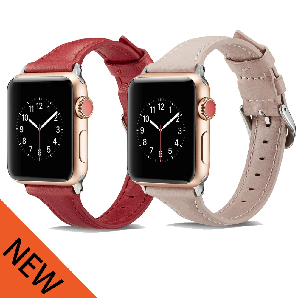 

Ремешок для часов Apple Watch Series 6, тонкий кожаный браслет для IWatch 5 4 3 2 1 SE 38 мм 42 мм, 40 44 мм