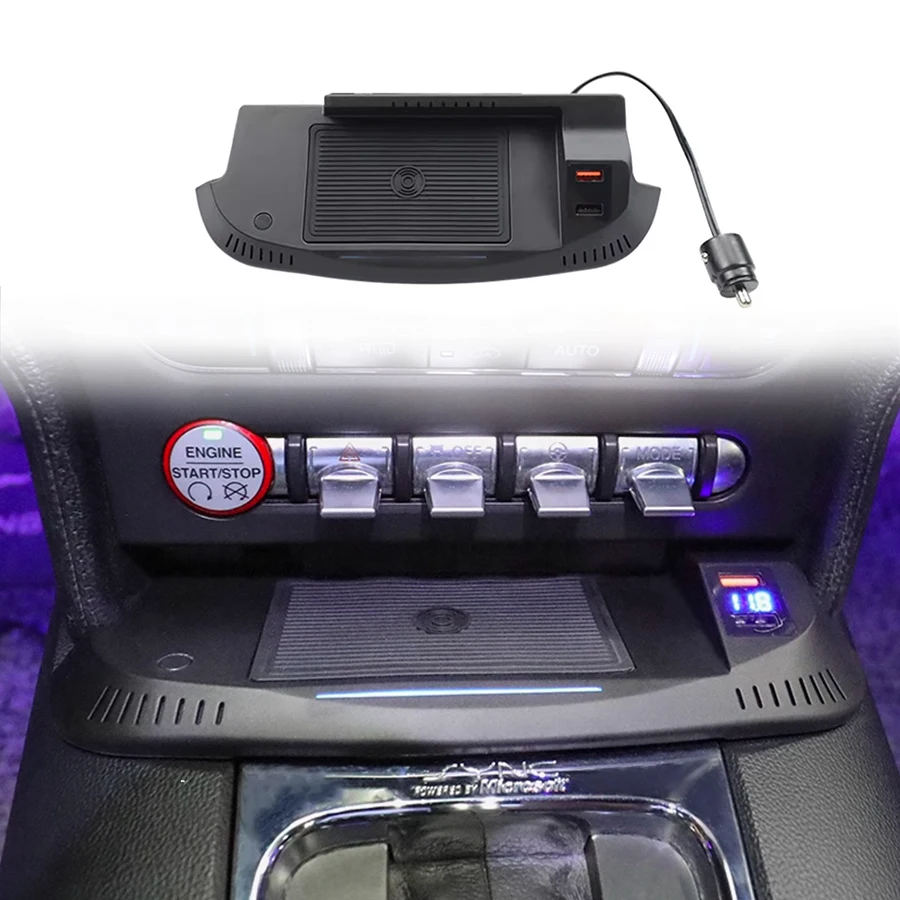 Беспроводное зарядное устройство QI для Ford Mustang 2015-2023 15 Вт интеллектуальная