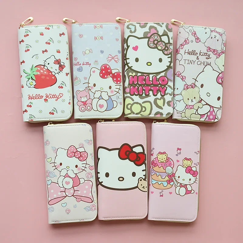 

Cute Sanrio Kuromi Cinnamoroll PU Wallet Coin Purse Cartoon Anime My Melody Pompom Purin Keyring Card Bag Mini Purse Handbag