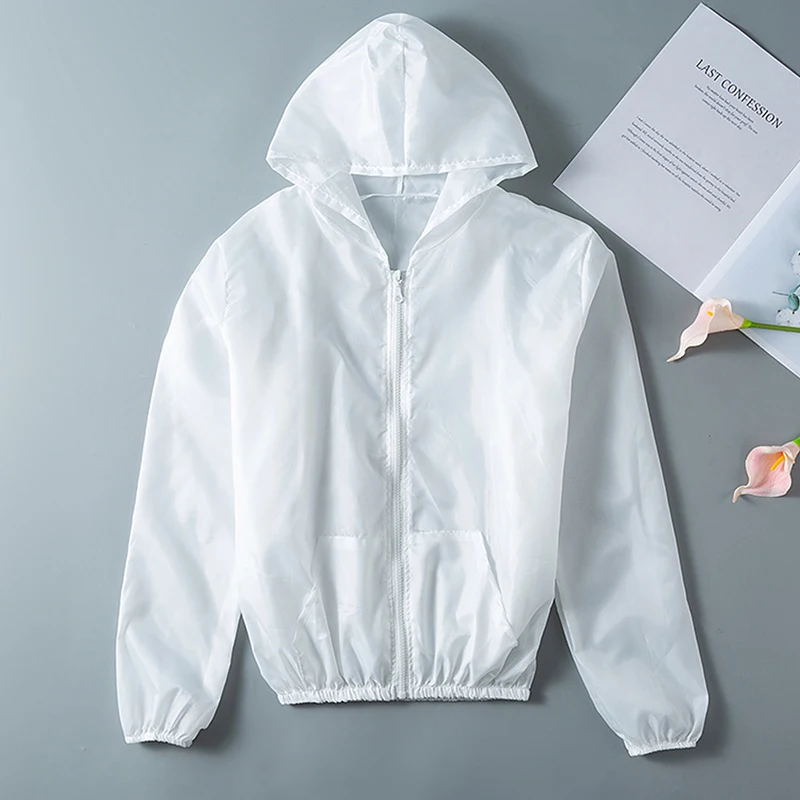 

Hooded Sun Protection Clothing Women Solid Color Wild Thin Coat Breathable Outdoor Summer Tops Coat Cycling Sportswear